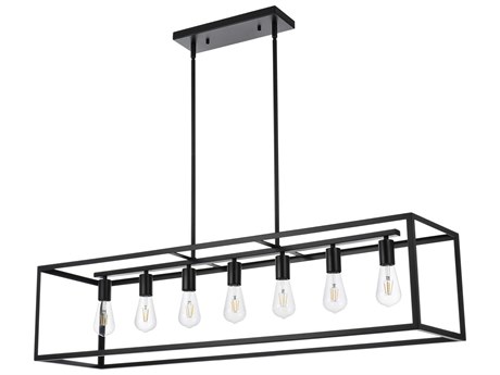 Elegant Lighting Judah 7-Light Black Linear Island Pendant