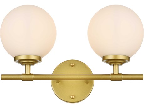 Elegant Lighting Ansley 2-Light Brass Glass Vanity Light