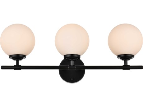 Elegant Lighting Ansley 3-Light Black Glass Vanity Light