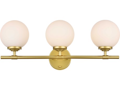 Elegant Lighting Ansley 3-Light Brass Glass Vanity Light