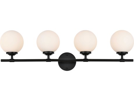 Elegant Lighting Ansley 4-Light Black Glass Vanity Light