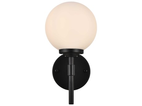 Elegant Lighting Ansley 1-Light Black Glass Wall Sconce