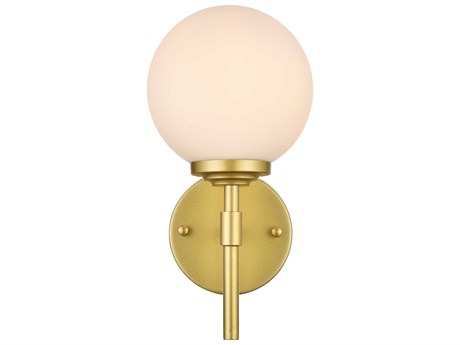 Elegant Lighting Ansley 1-Light Brass Glass Wall Sconce