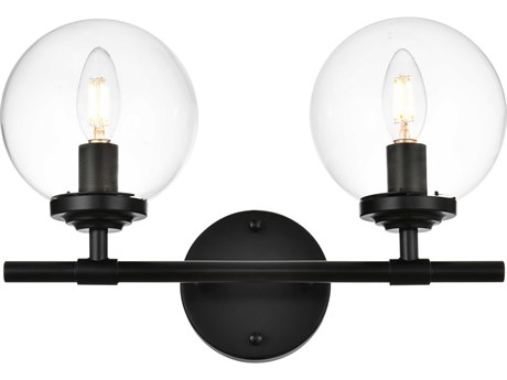 Elegant Lighting Ingrid 2-Light Black Glass Vanity Light