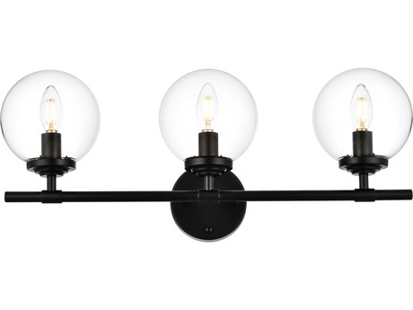 Elegant Lighting Ingrid 3-Light Black Glass Vanity Light