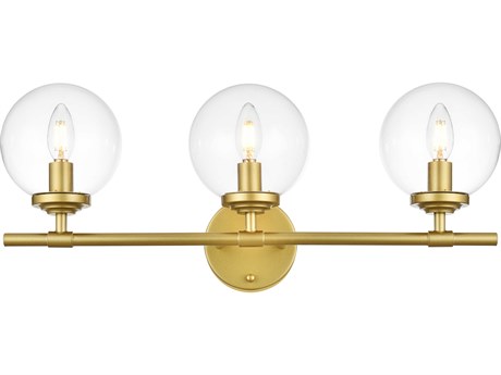 Elegant Lighting Ingrid 3-Light Brass Glass Vanity Light