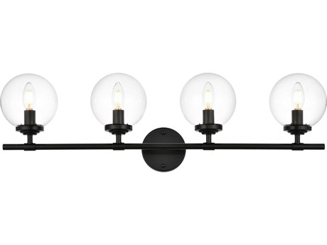 Elegant Lighting Ingrid 4-Light Black Glass Vanity Light