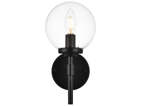 Elegant Lighting Ingrid 1-Light Black Glass Wall Sconce
