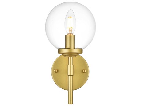 Elegant Lighting Ingrid 1-Light Brass Glass Wall Sconce