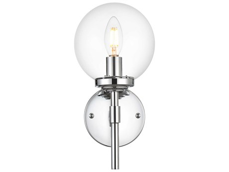 Elegant Lighting Ingrid 1-Light Chrome Glass Wall Sconce
