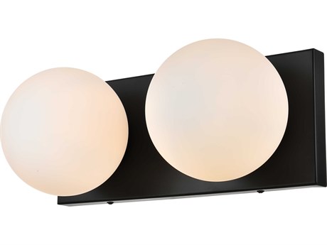 Elegant Lighting Jaylin 2-Light Black Glass Vanity Light