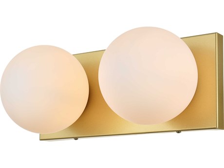 Elegant Lighting Jaylin 2-Light Brass Glass Vanity Light