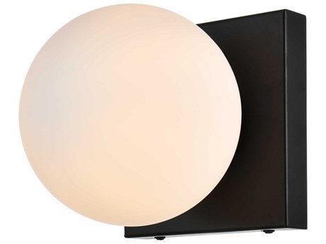 Elegant Lighting Jaylin 1-Light Black Glass Wall Sconce