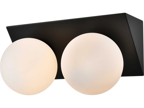 Elegant Lighting Jillian 2-Light Black Glass Vanity Light