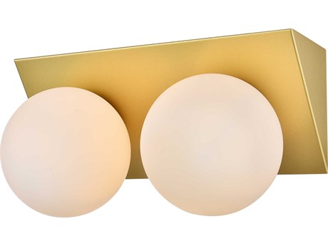 Elegant Lighting Jillian 2-Light Brass Glass Vanity Light