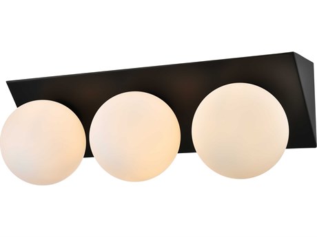 Elegant Lighting Jillian 3-Light Black Glass Vanity Light