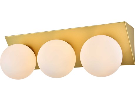 Elegant Lighting Jillian 3-Light Brass Glass Vanity Light