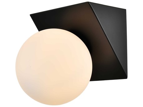 Elegant Lighting Jillian 1-Light Black Glass Wall Sconce