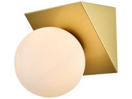 Elegant Lighting Jillian 1-Light Brass Glass Wall Sconce