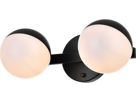 Elegant Lighting Majesty 2-Light Black Glass Vanity Light