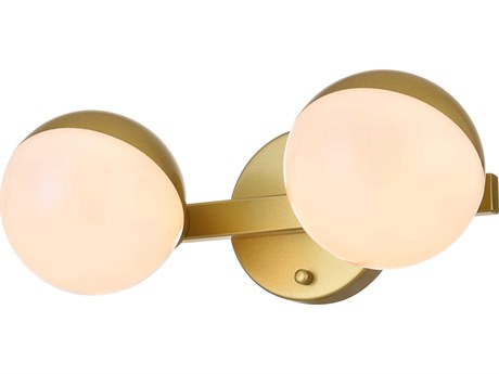 Elegant Lighting Majesty 2-Light Brass Glass Vanity Light