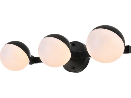 Elegant Lighting Majesty 3-Light Black Glass Vanity Light