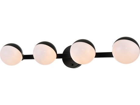 Elegant Lighting Majesty 4-Light Black Glass Vanity Light