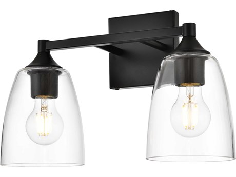 Elegant Lighting Gianni 2-Light Black Glass Vanity Light