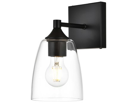 Elegant Lighting Gianni 1-Light Black Glass Wall Sconce