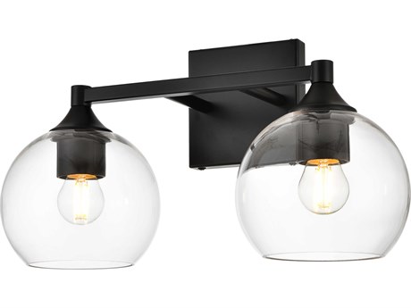 Elegant Lighting Foster 2-Light Black Glass Vanity Light