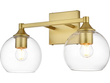 Elegant Lighting Foster 2-Light Brass Glass Vanity Light