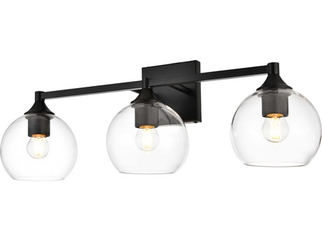 Elegant Lighting Foster 3-Light Black Glass Vanity Light