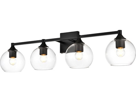 Elegant Lighting Foster 4-Light Black Clear Glass Vanity Light