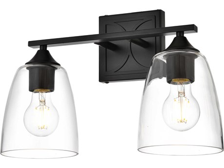Elegant Lighting Harris 2-Light Black Glass Vanity Light