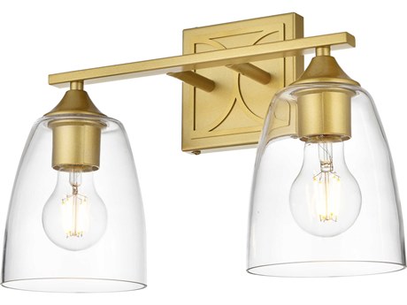 Elegant Lighting Harris 2-Light Brass Glass Vanity Light