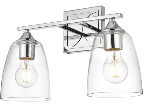 Elegant Lighting Harris 2-Light Chrome Glass Vanity Light