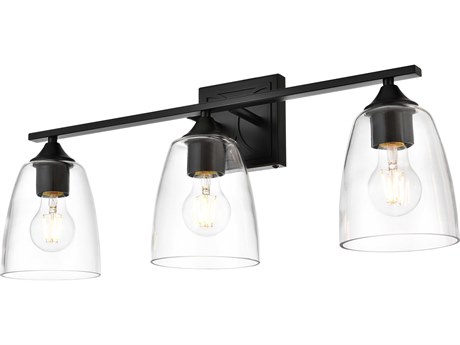 Elegant Lighting Harris 3-Light Black Glass Vanity Light