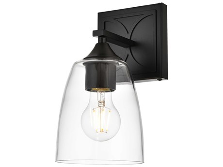 Elegant Lighting Harris 1-Light Black Glass Wall Sconce