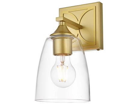 Elegant Lighting Harris 1-Light Brass Glass Wall Sconce