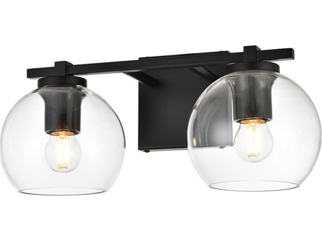 Elegant Lighting Juelz 2-Light Black Glass Vanity Light