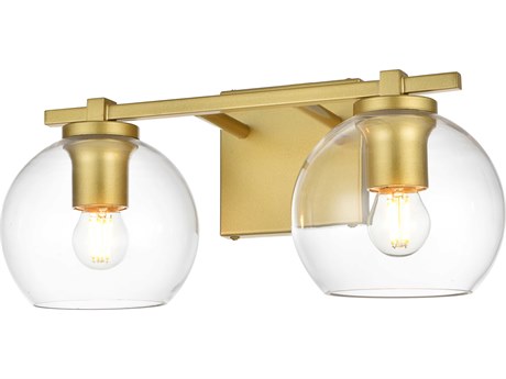 Elegant Lighting Juelz 2-Light Brass Glass Vanity Light