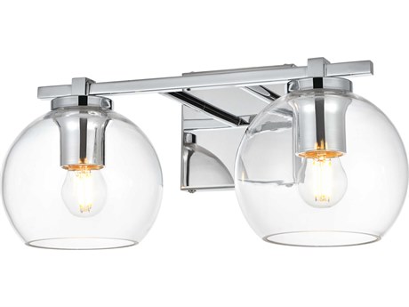 Elegant Lighting Juelz 2-Light Chrome Glass Vanity Light