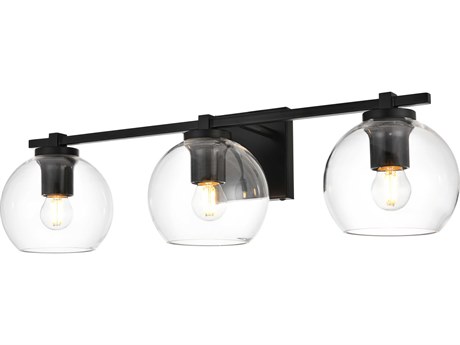 Elegant Lighting Juelz 3-Light Black Glass Vanity Light