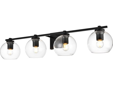 Elegant Lighting Juelz 4-Light Black Glass Vanity Light