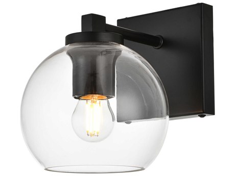 Elegant Lighting Juelz 1-Light Black Glass Wall Sconce