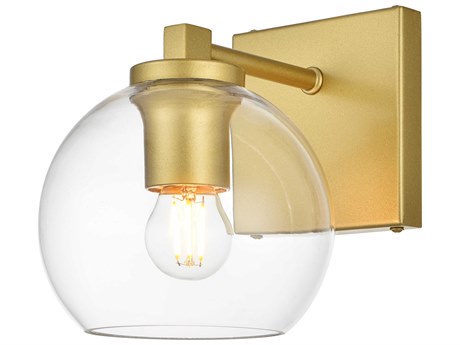 Elegant Lighting Juelz 1-Light Brass Glass Wall Sconce