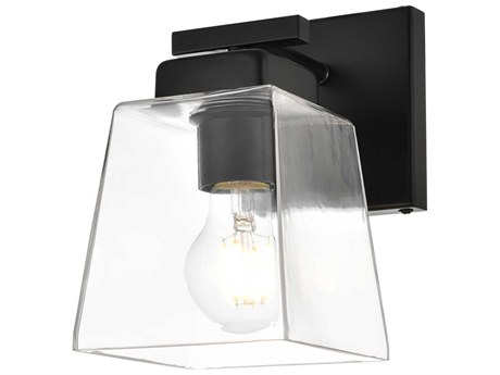 Elegant Lighting Merrick 1-Light Black Glass Wall Sconce