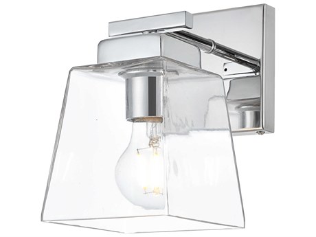 Elegant Lighting Merrick 1-Light Chrome Glass Wall Sconce
