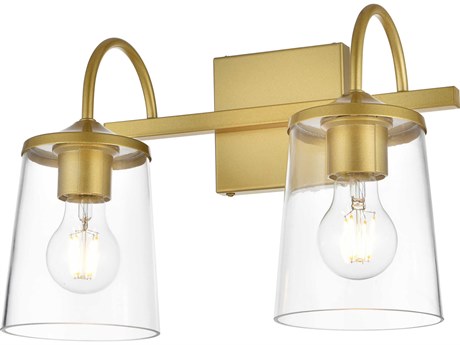 Elegant Lighting Avani 2-Light Brass Glass Vanity Light