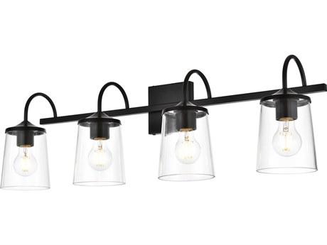 Elegant Lighting Avani 4-Light Black Glass Vanity Light